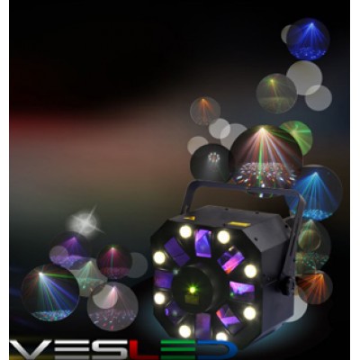 Светодиодный прибор LED+лазер Mixlaser 3W RGBW Светодиодный прибор LED+лазер Mixlaser 3W RGBW